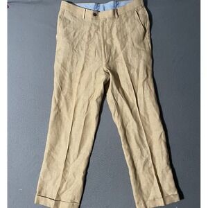 Vintage Crittenden Mens‎ Dress Pants Cuffed Tan Baige Size 36 100% Linen